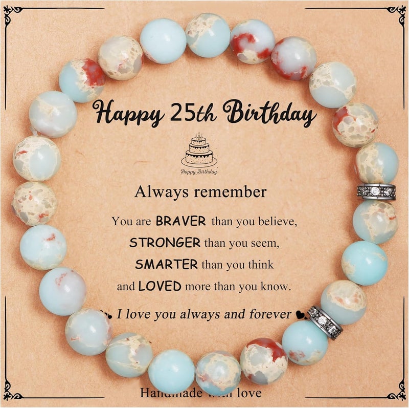 Yiyang 13th 16th 18th 21st 25th 30th 35th 40th 45th 50th 60th 65th 70th 75th 80th Birthday Gifts for Women, Natural Stone Bracelet Birthday Gifts for Women Mom Daughter Grandma Sister Coworker - Image 1